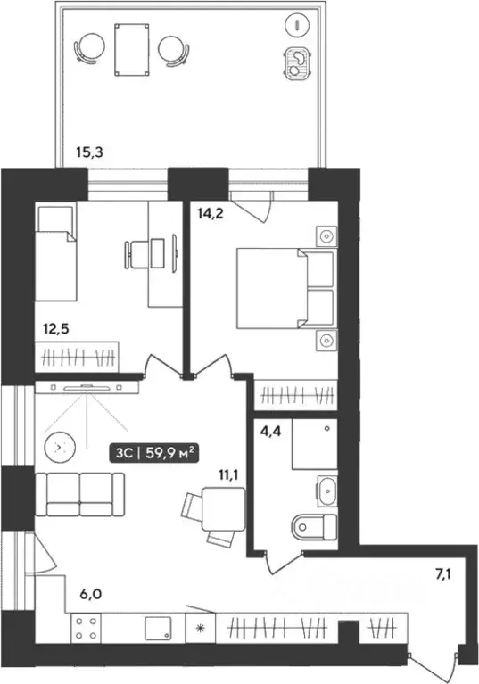 2-к кв. Новосибирская область, Мошковский район, пос. Октябрьский ул. ... - Фото 1