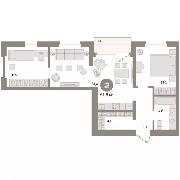 2-комнатная квартира: Екатеринбург, улица Советских Женщин (61.8 м) - Фото 1