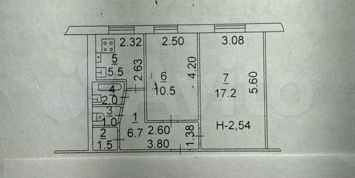 2-к. квартира, 44,4 м, 1/5 эт. - Фото 0