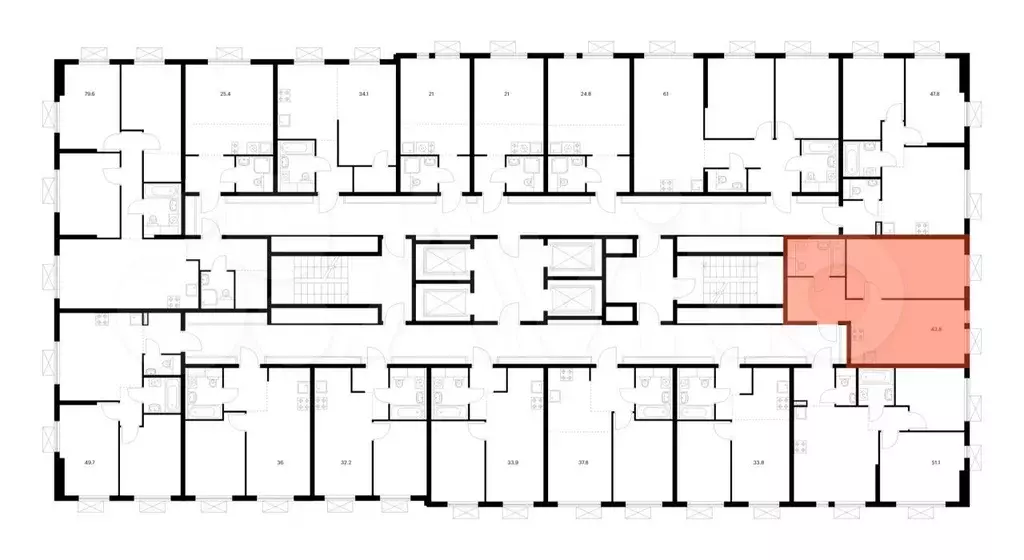 1-к. квартира, 43,8 м, 23/24 эт. - Фото 1