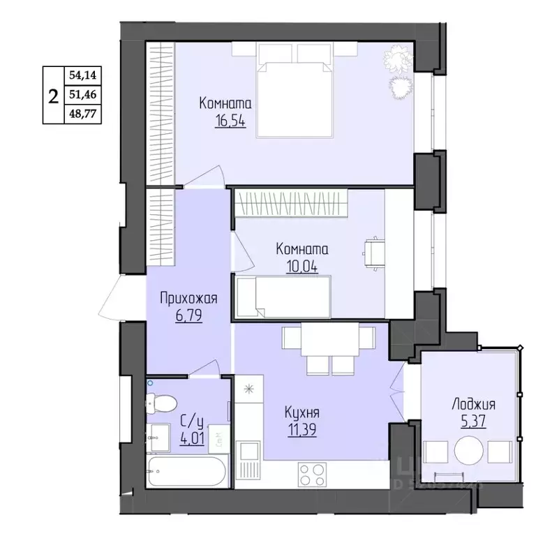 2-к кв. Ярославская область, Ярославль ул. Жуковского, 8 (51.46 м) - Фото 1