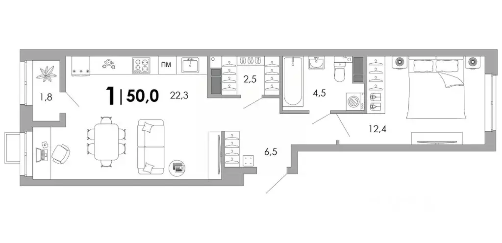 1-к кв. Владимирская область, Владимир Уно жилой комплекс (50.0 м) - Фото 1