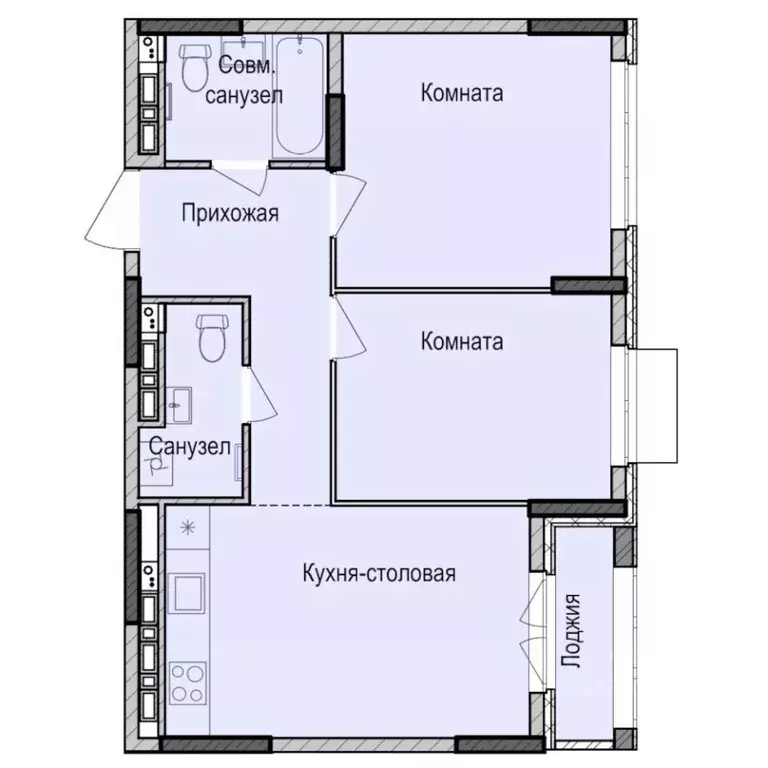 2-к кв. Удмуртия, Ижевск Карлутский жилрайон, 3-й мкр,  (55.4 м) - Фото 0