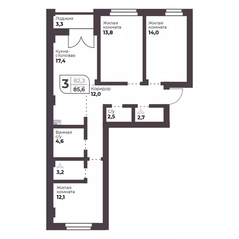 3-к кв. Челябинская область, Сосновский муниципальный округ, пос. ... - Фото 1