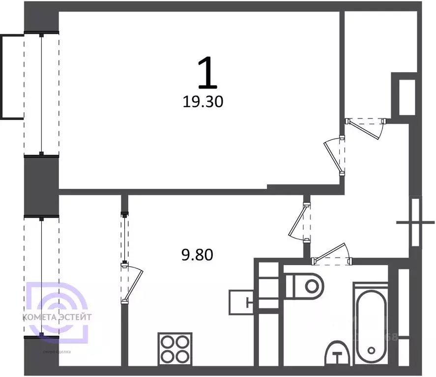 1-к кв. Москва Клинская ул., 2А (40.0 м) - Фото 1