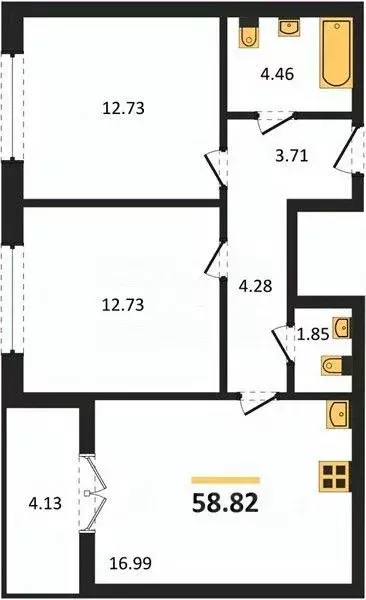 2-к кв. Челябинская область, Челябинск Университетская Набережная ул., ... - Фото 2