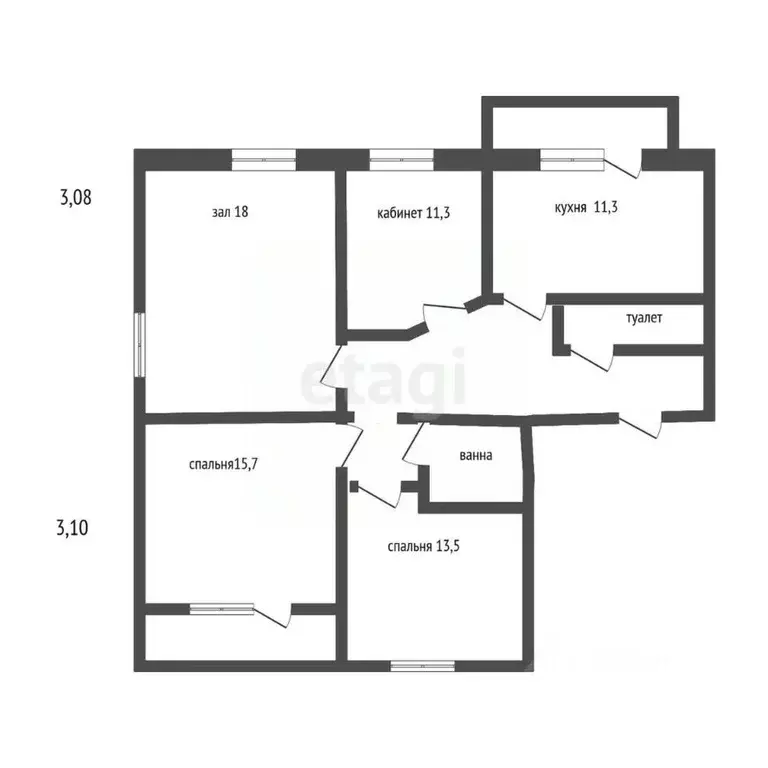 4-к кв. Белгородская область, Белгород ул. Большетроицкая, 30 (88.0 м) - Фото 2