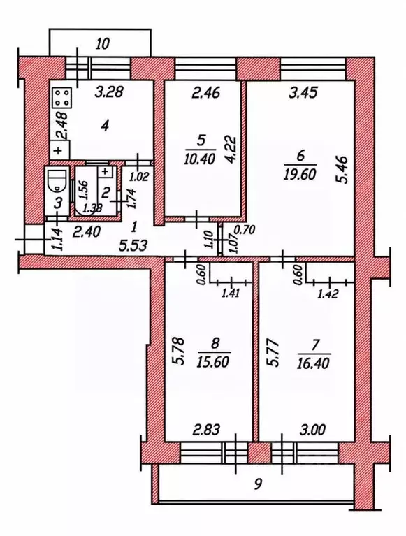 4-к кв. Чувашия, Чебоксары Московский просп., 31А (83.0 м) - Фото 2