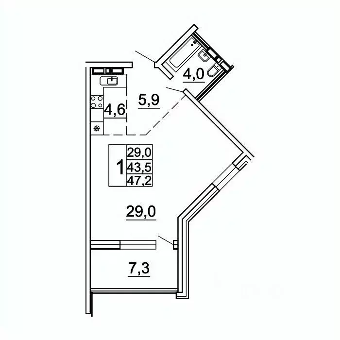1-к кв. Приморский край, Владивосток Лесная ул., 1В/1 (47.2 м) - Фото 1