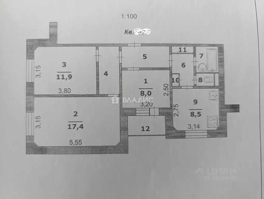 3-к кв. Белгородская область, Белгород 10-й мкр, ул. 60 лет Октября, ... - Фото 2