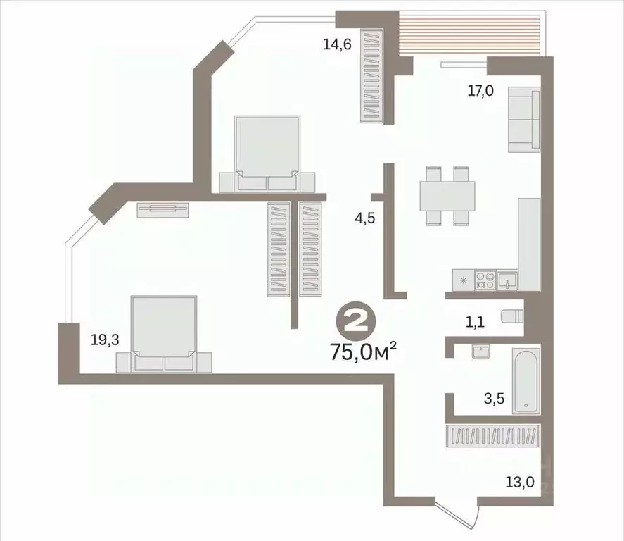2-к кв. Московская область, Видное бул. Зеленые аллеи, 1 (75.0 м) - Фото 1