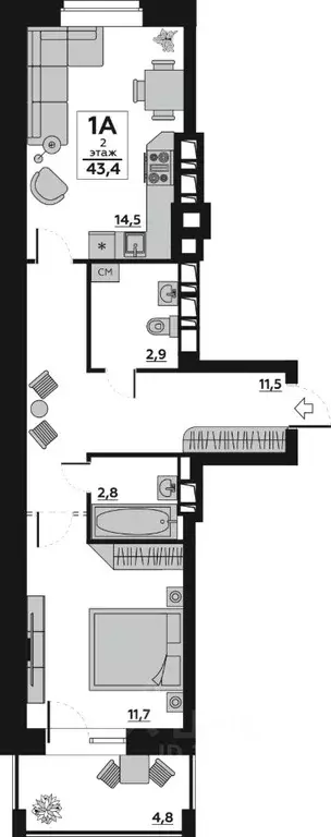 1-к кв. Волгоградская область, Волгоград пос. Ангарский, ул. ... - Фото 1