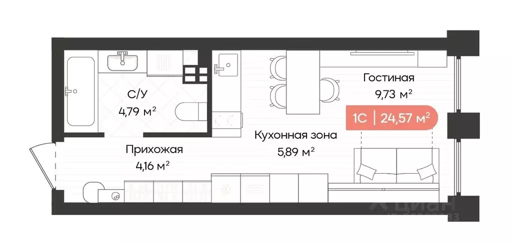 1-к кв. Новосибирская область, Новосибирск Ленинградская ул., 342 ... - Фото 0