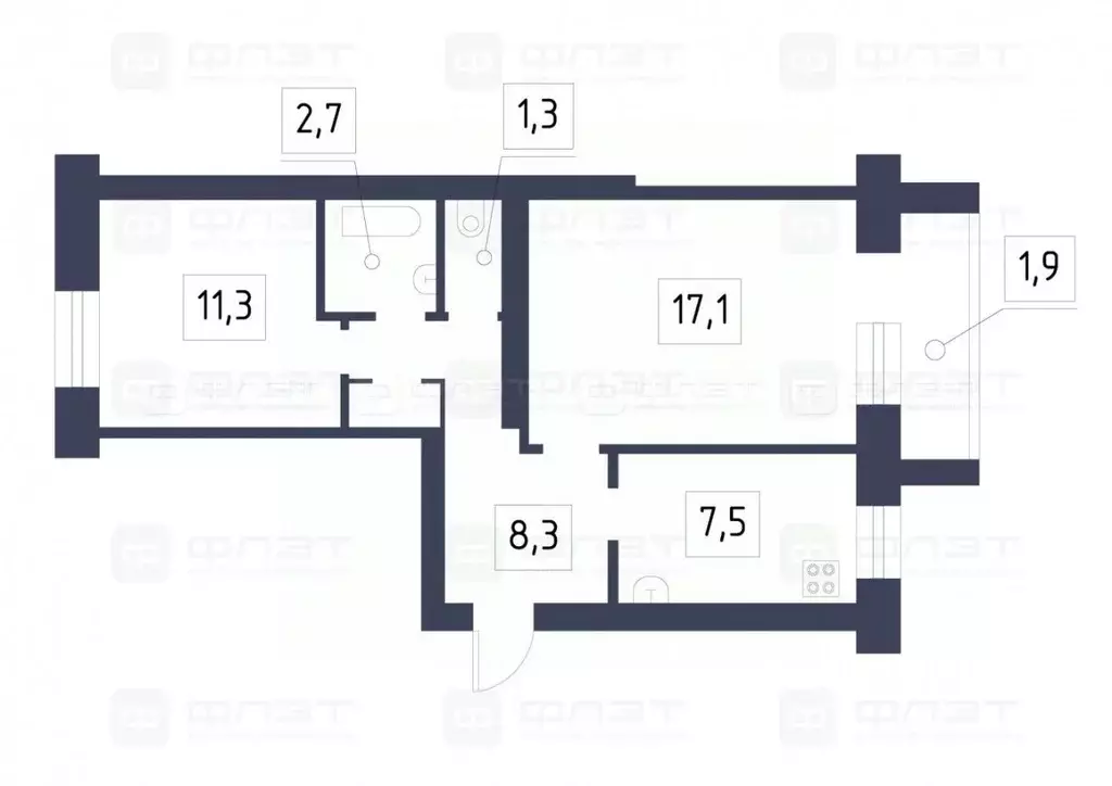 2-к кв. Татарстан, Казань ул. 3-я Кленовая, 23А (51.4 м) - Фото 2