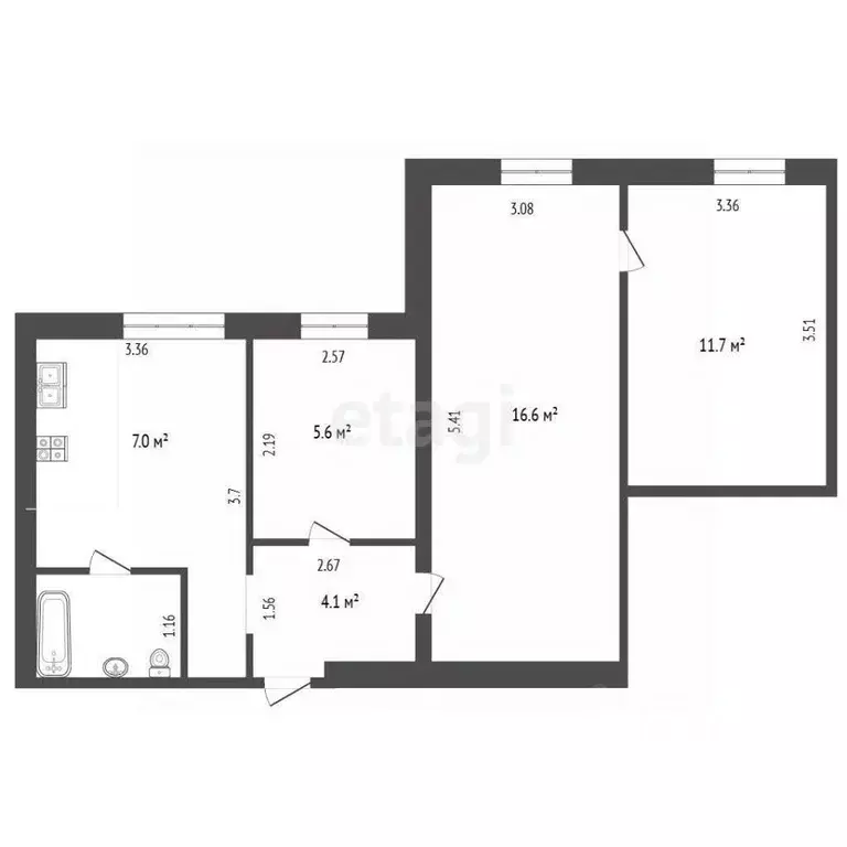 3-к кв. Тюменская область, Тюмень ул. Республики, 248 (50.4 м) - Фото 2