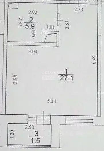 Студия Московская область, Видное ул. Олимпийская, 1к1 (33.0 м) - Фото 1