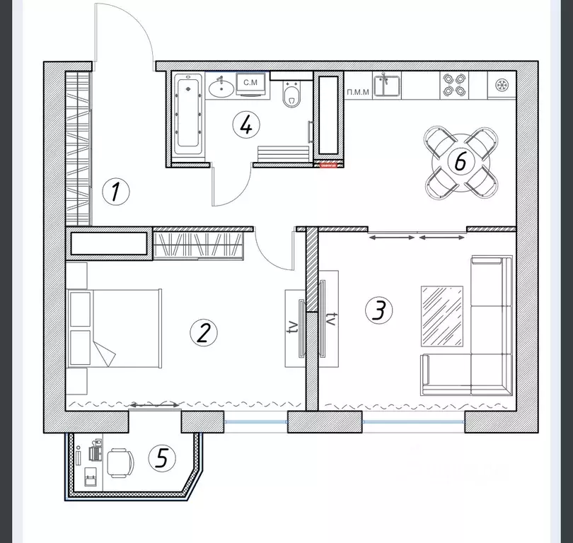 2-к кв. Москва ул. Серпуховский Вал, 21к4 (61.0 м) - Фото 1