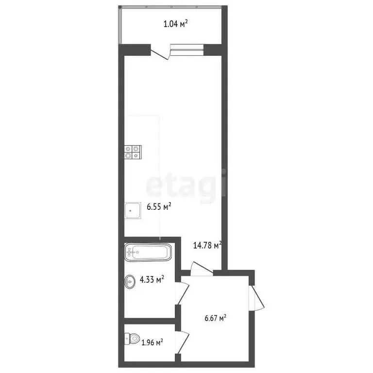 Квартира-студия: Абакан, улица Кирова, 212А (33.9 м) - Фото 0