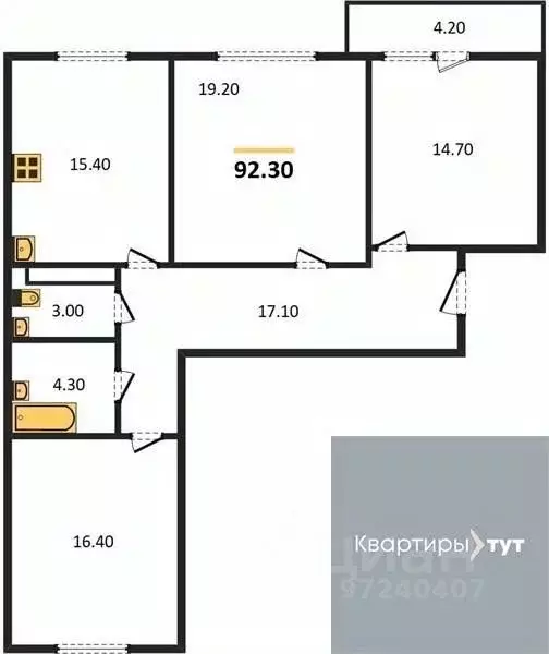 3-к кв. Воронежская область, Воронеж ул. Станкевича, 45к1 (92.3 м) - Фото 0