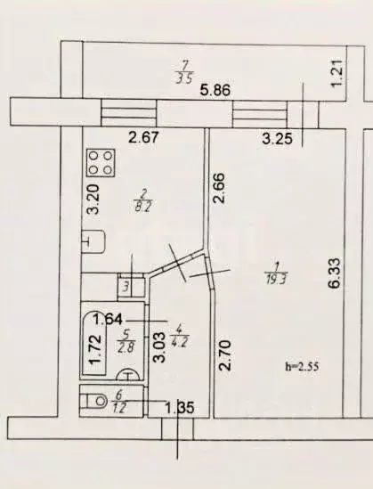 1-к кв. Татарстан, Казань ул. Фатыха Амирхана, 10Ак1 (35.9 м) - Фото 2