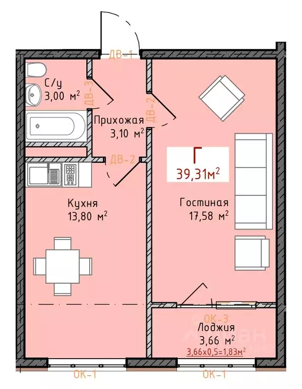 1-к кв. Дагестан, Махачкала ул. Ермошкина, 113 (39.31 м) - Фото 0