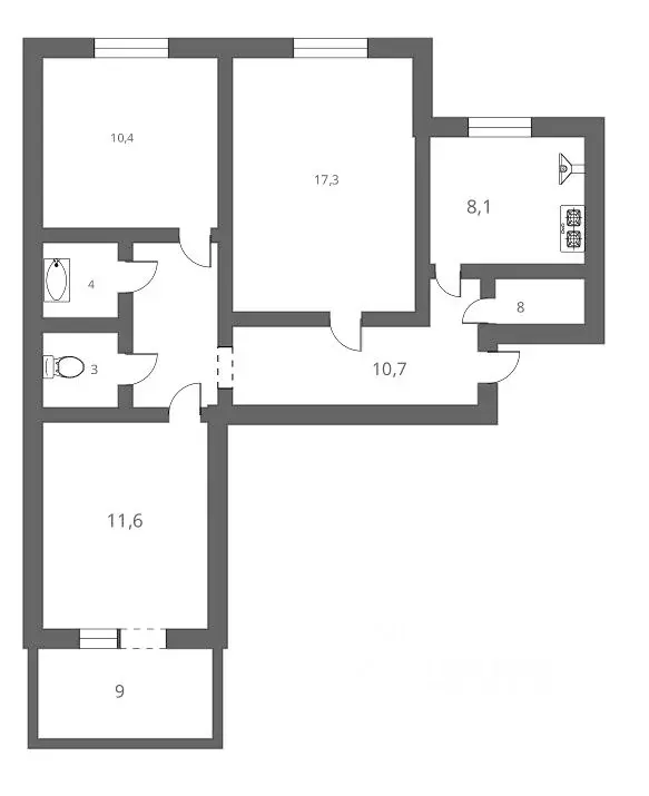 3-к кв. Омская область, Омск ул. Куйбышева, 144 (63.3 м) - Фото 1