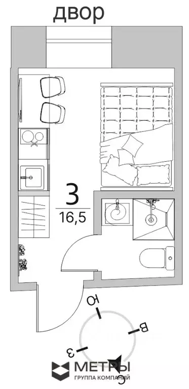 Студия Санкт-Петербург Казанская ул., 15 (16.5 м) - Фото 1