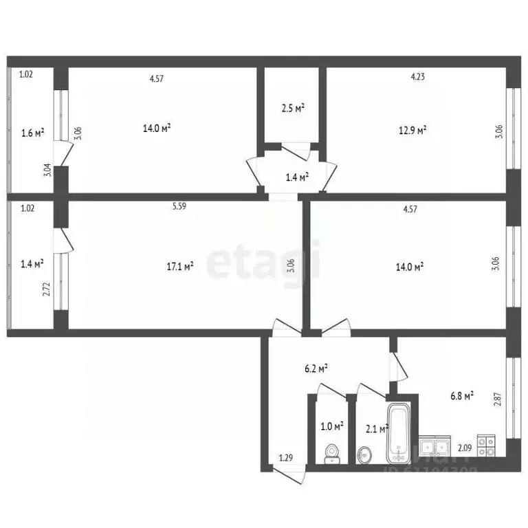 4-к кв. Мордовия, с. Лямбирь ул. Гражданская, 22 (78.0 м) - Фото 1