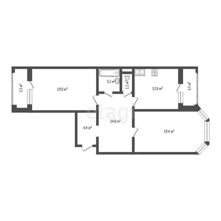 2-комнатная квартира: Ярославль, улица Ньютона, 31к2 (73.7 м) - Фото 0