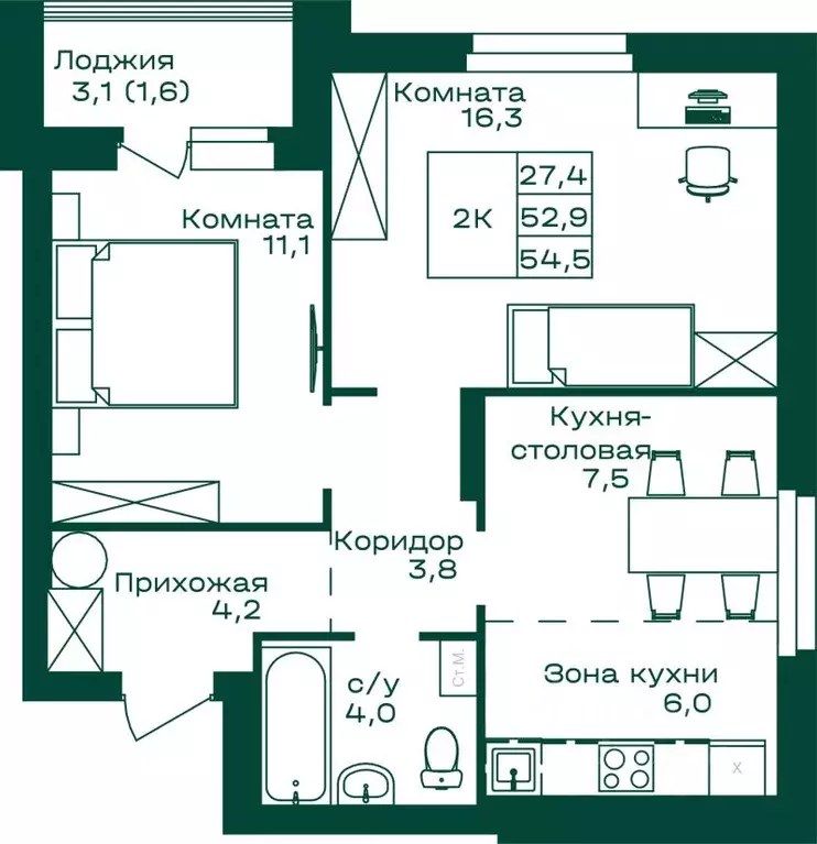 2-к кв. Алтай, Майминский район, с. Майма Алтайская ул., 2к5 (54.5 м) - Фото 1