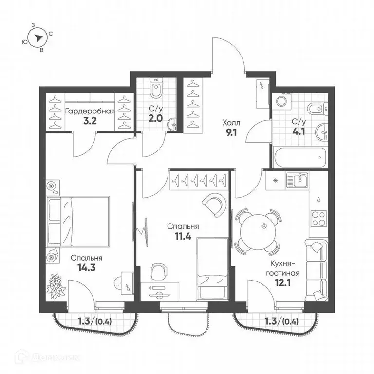Продаётся 2-к квартира, 57 м - Фото 0
