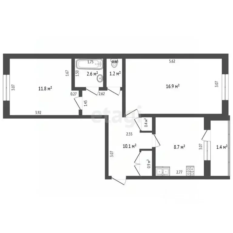 2-к кв. Московская область, Луховицы муниципальный округ, пос. ... - Фото 2