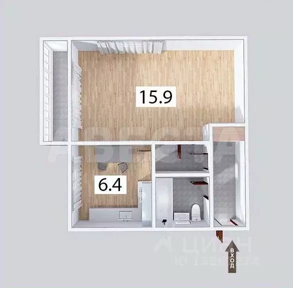 1-к кв. Омская область, Омск Городок Нефтяников мкр, ул. 19-го ... - Фото 2