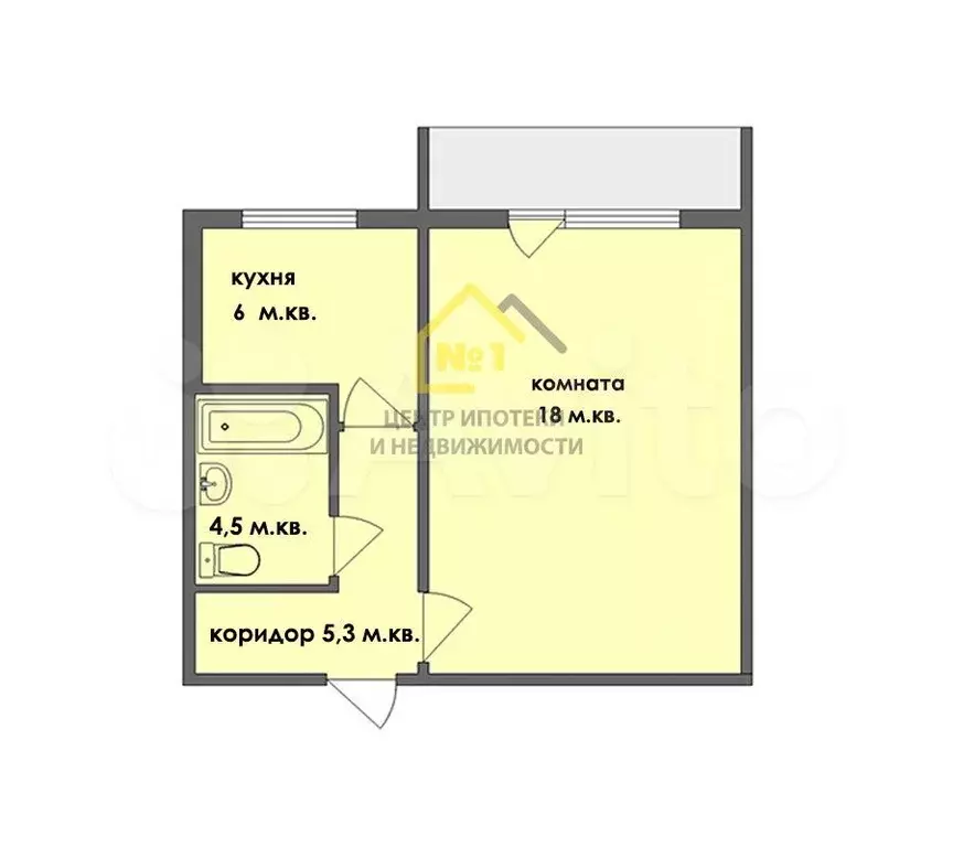 1-к. квартира, 30,1 м, 4/5 эт. - Фото 0