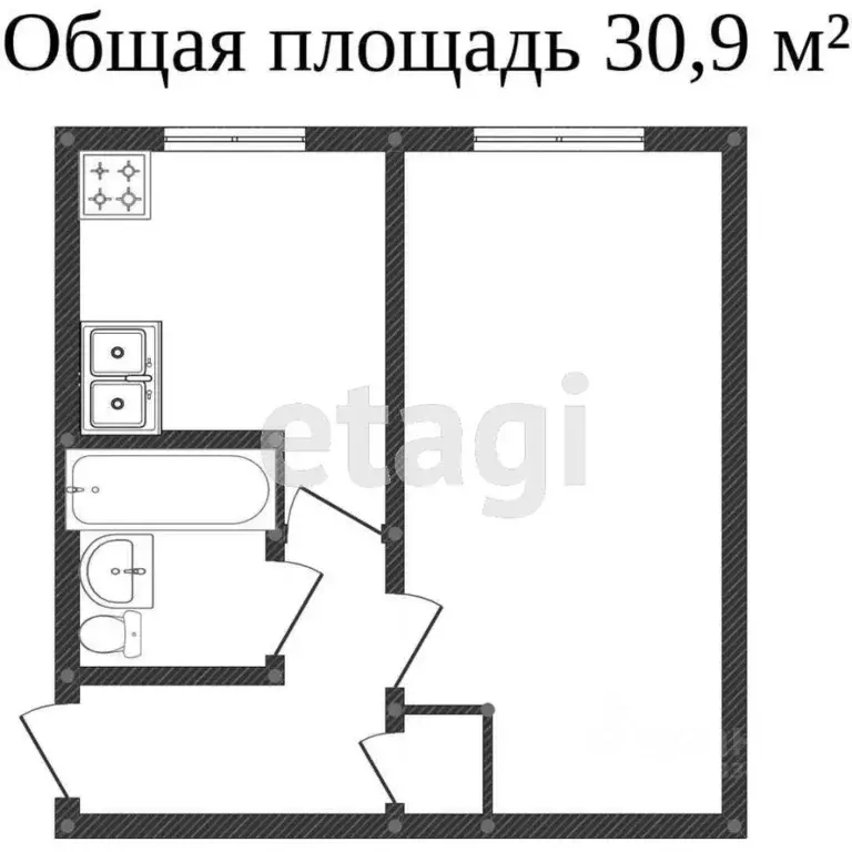 1-к кв. Хабаровский край, Комсомольск-на-Амуре ул. Сидоренко, 24 (30.0 ... - Фото 1
