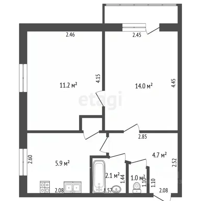 2-к кв. Крым, Красноперекопск 1-й мкр, 24 (39.5 м) - Фото 2