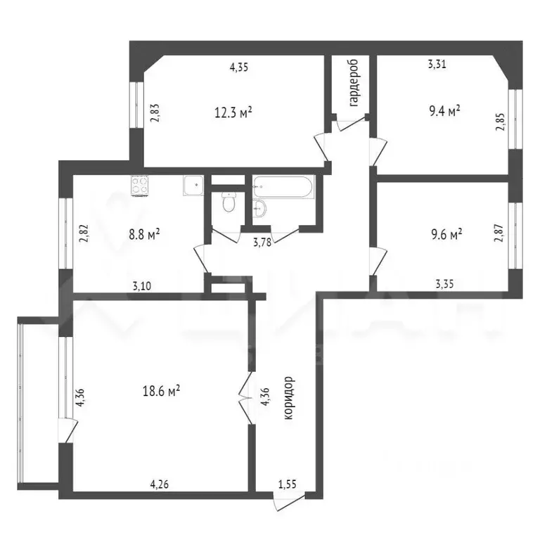 3-к кв. Красноярский край, Красноярск ул. Академгородок, 28 (70.0 м) - Фото 1