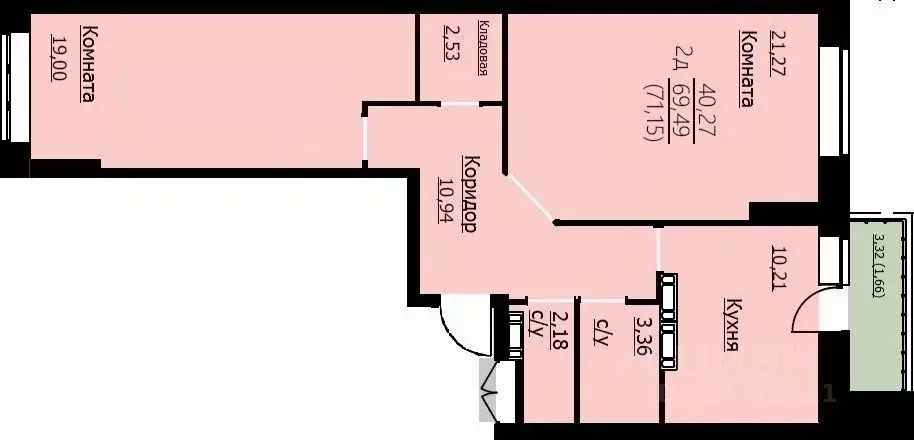 2-к кв. Ярославская область, Ярославль Красноборская ул., 38к3 (71.15 ... - Фото 2
