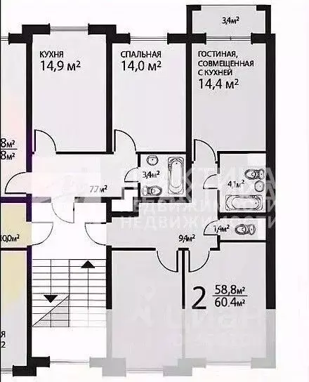 2-к кв. Москва Десеновское поселение, ул. Футбольная, 5 (60.0 м) - Фото 2