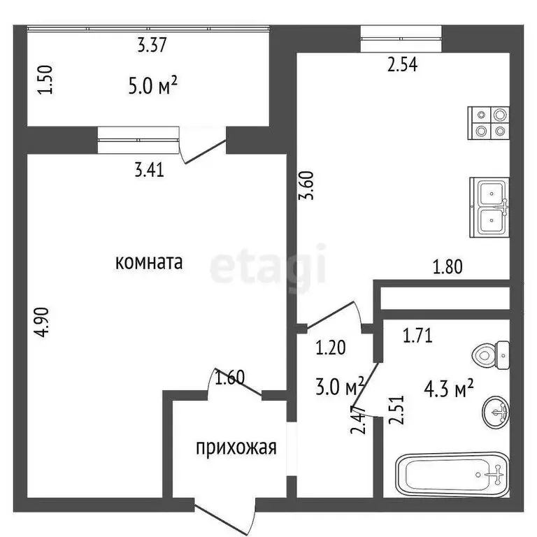 1-комнатная квартира: посёлок Придорожный, микрорайон Южный Город, ... - Фото 1
