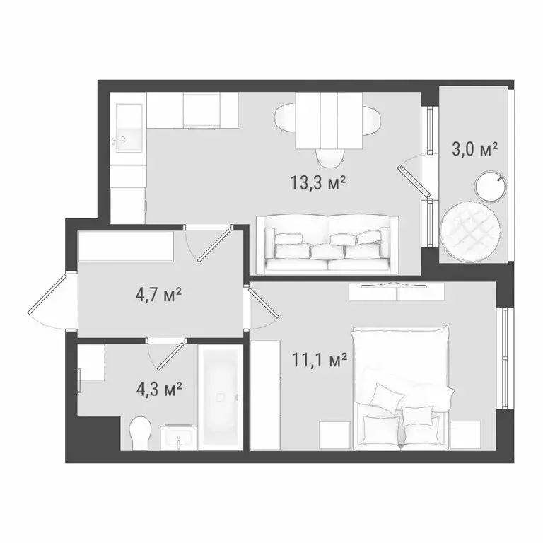 2-комнатная квартира: Ижевск, Воткинское шоссе, 83к2 (35.8 м) - Фото 1