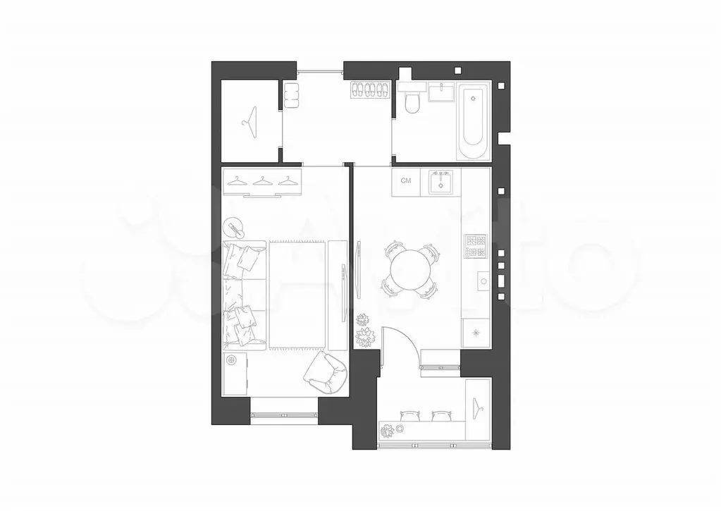 1-к. квартира, 35,2 м, 2/4 эт. - Фото 0