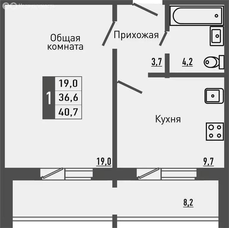 1-комнатная квартира: деревня Жилина, Садовая улица, 2к2 (40.9 м) - Фото 1