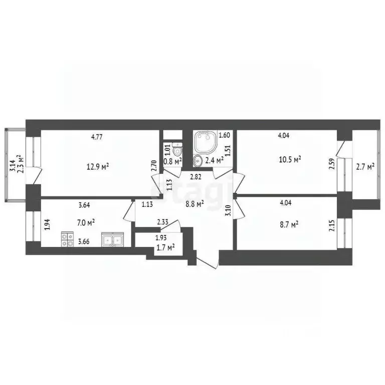 3-к кв. Калининградская область, Светлый ул. Тельмана, 6 (52.8 м) - Фото 1