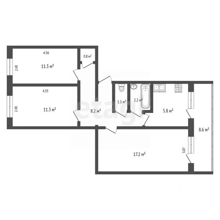 3-к кв. Крым, Ялта ул. Красноармейская, 44 (60.0 м) - Фото 1