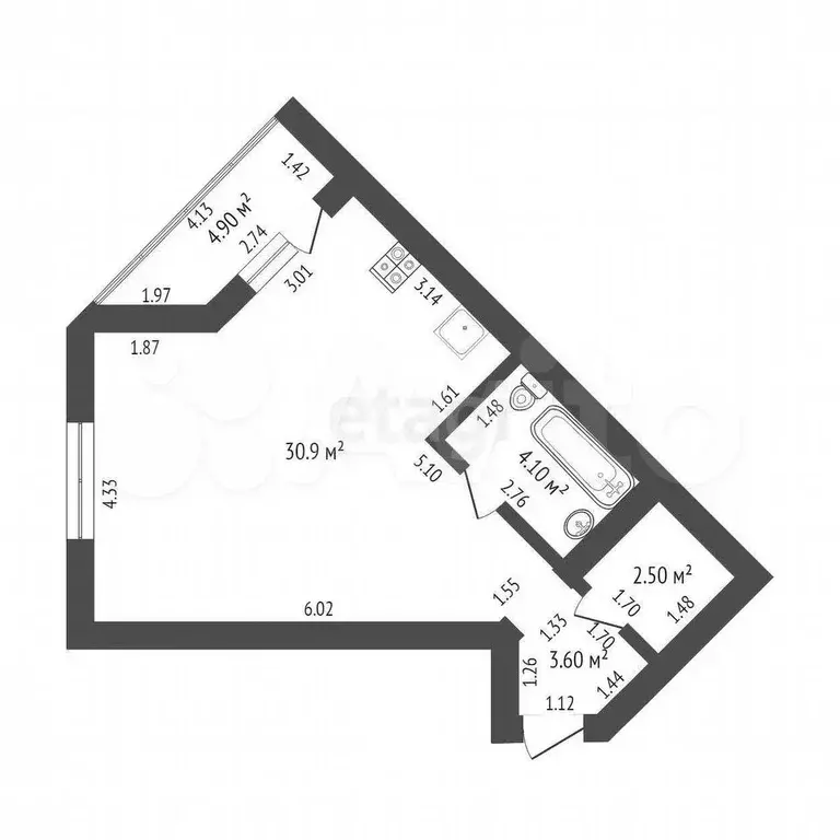 Квартира-студия, 41 м, 2/14 эт. - Фото 0