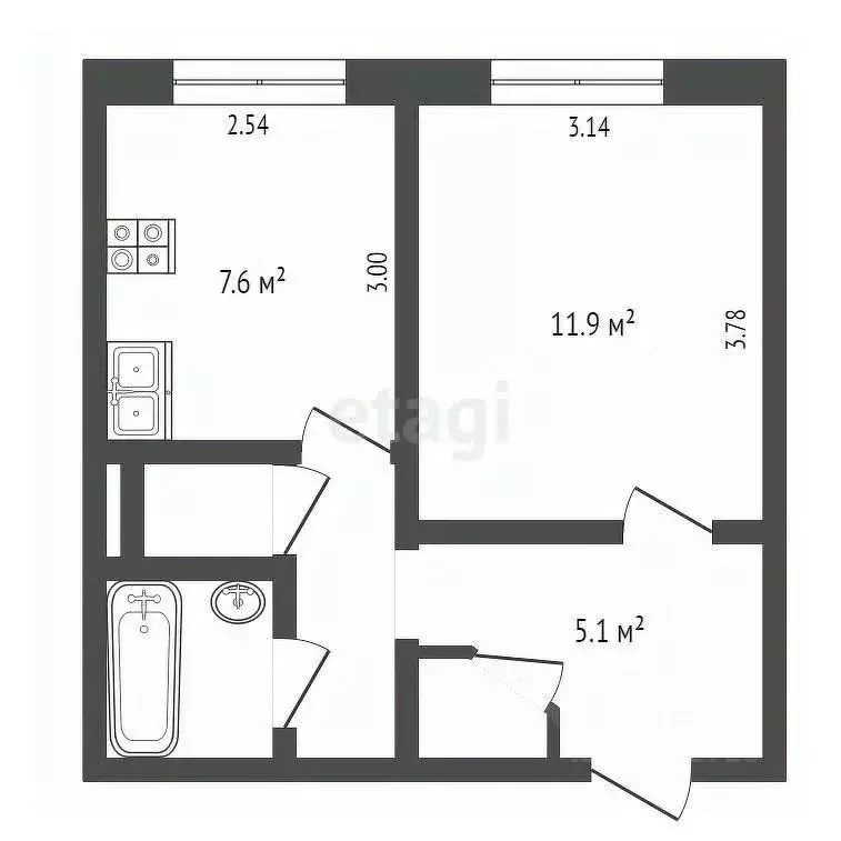 1-к кв. Архангельская область, Новодвинск ул. Мельникова, 25 (31.8 м) - Фото 1