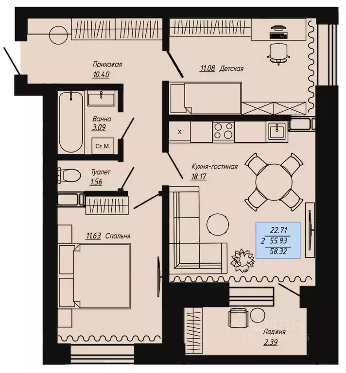 2-к кв. Волгоградская область, Волгоград пос. Ангарский, Клевер жилой ... - Фото 1