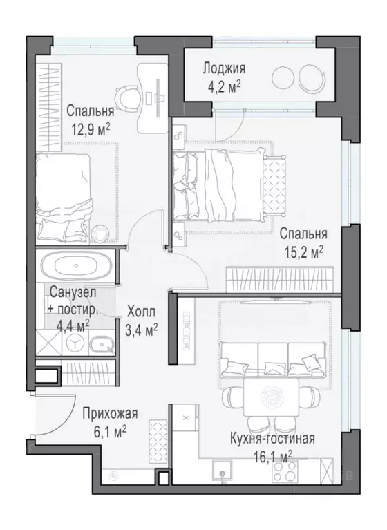 3-к кв. Московская область, Мытищи просп. Астрахова, 8 (78.0 м) - Фото 1