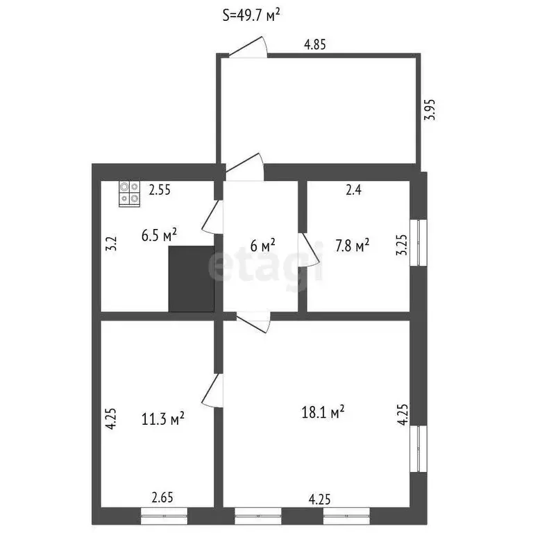 Дом в Заводопетровское, Береговая улица (49.7 м) - Фото 1